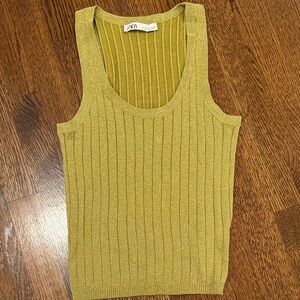 Zara Metallic Ribbed Tank Top